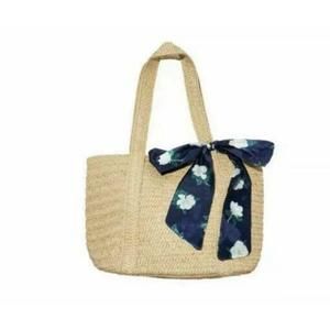 Reese Witherspoon Draper James Everyday Straw Shoulder Tote Bag Purse + Scarf